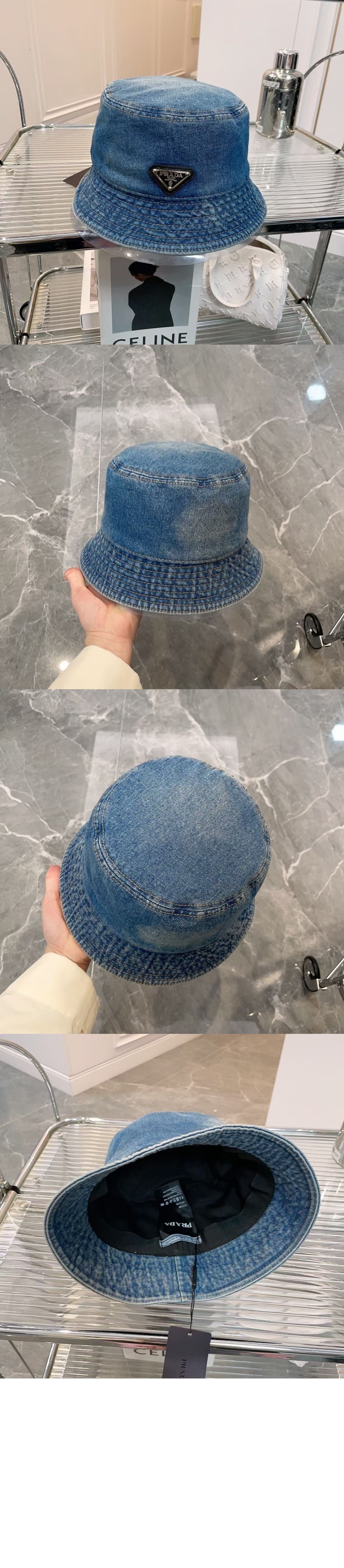 프라다 데님 버킷햇 1HC137