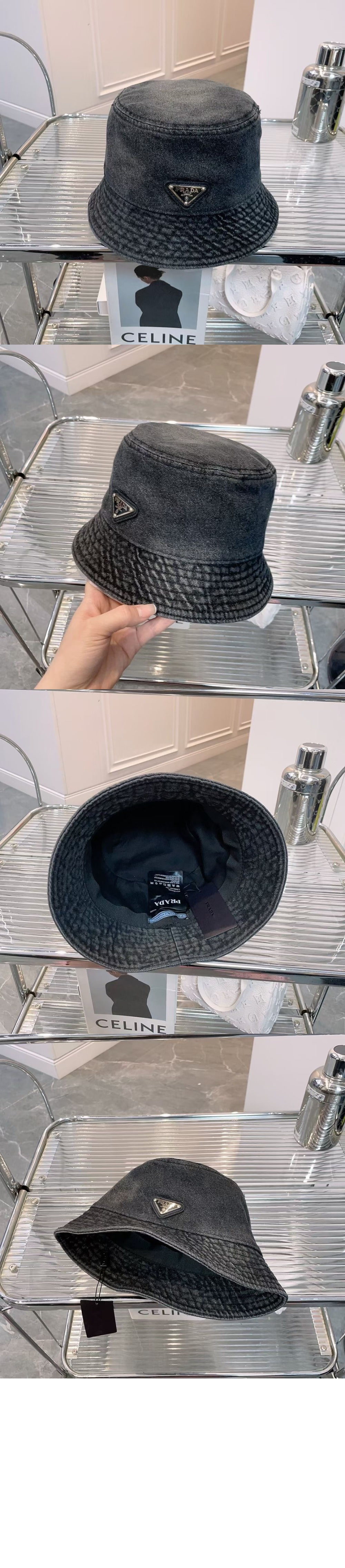 프라다 데님 버킷햇 1HC137