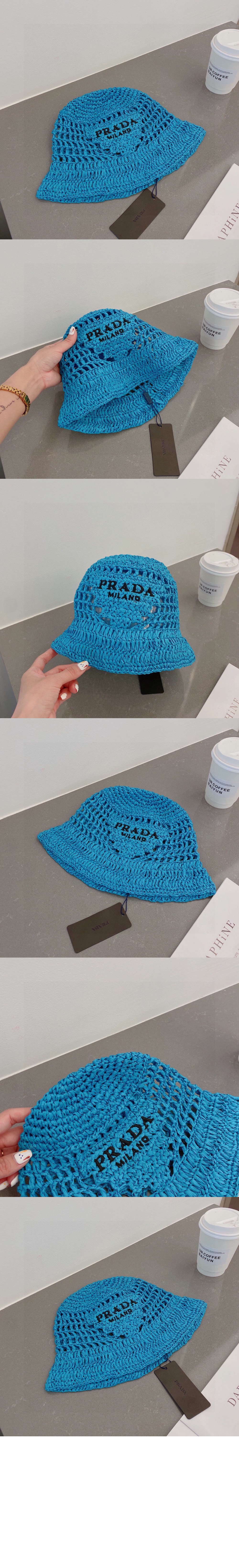 프라다 우븐 패브릭 버킷햇 1HC137