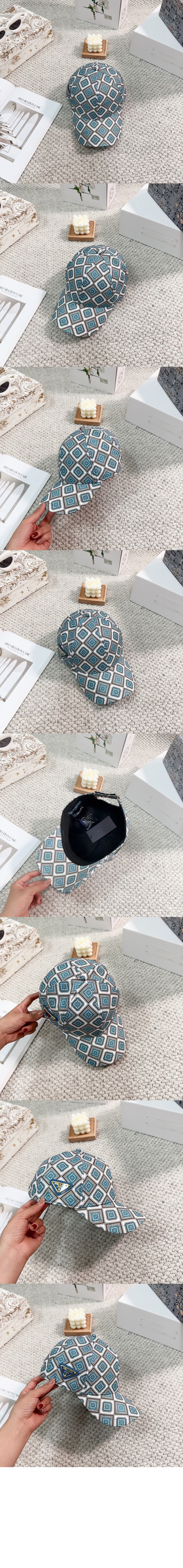 프라다 로고 프린트 베이스볼 캡 1HC274