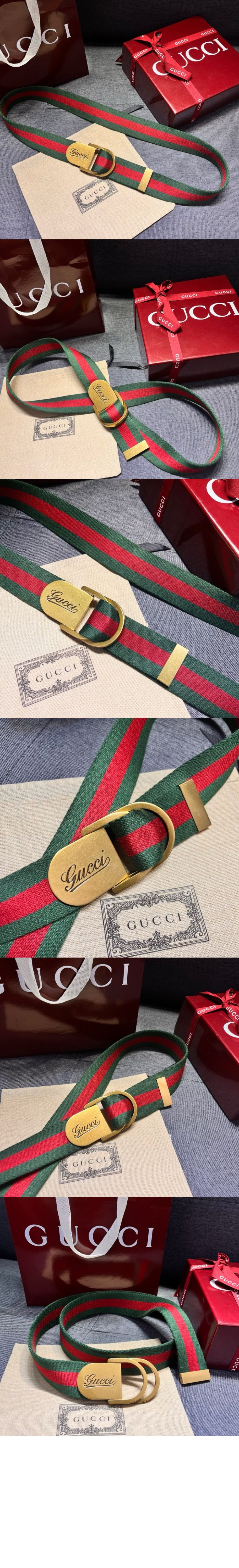 구찌 스트라이프 직조 벨트 790170