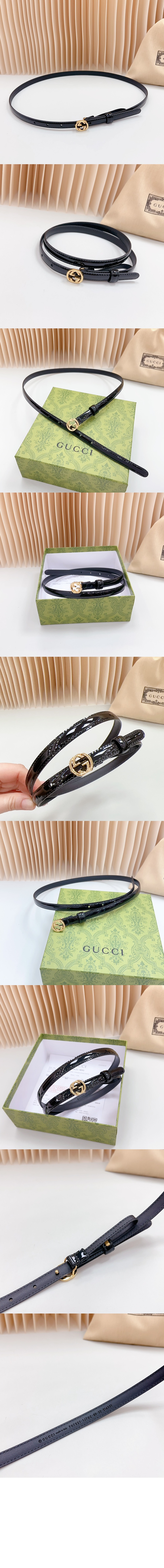 구찌 씬 페이턴트 더블 G 벨트 772119