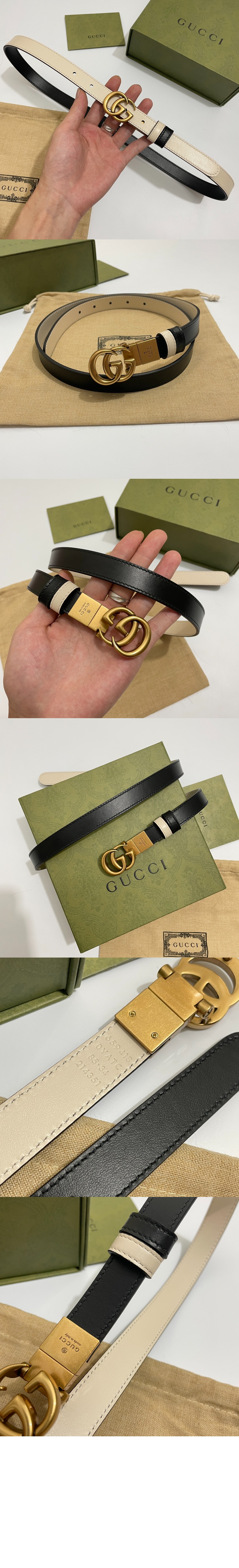 구찌 GG 마몽 리버서블 씬 벨트 659418