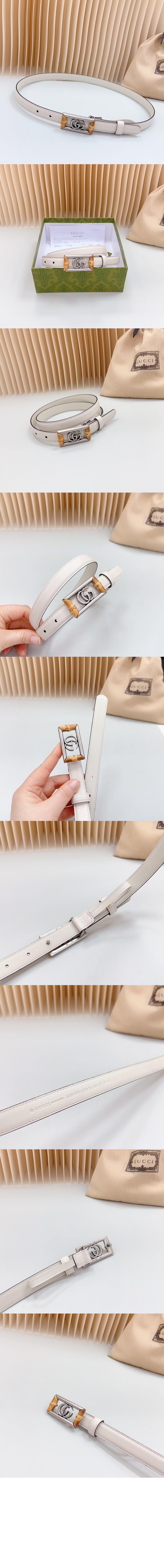 구찌 더블 G 밤부 레더 벨트 768464
