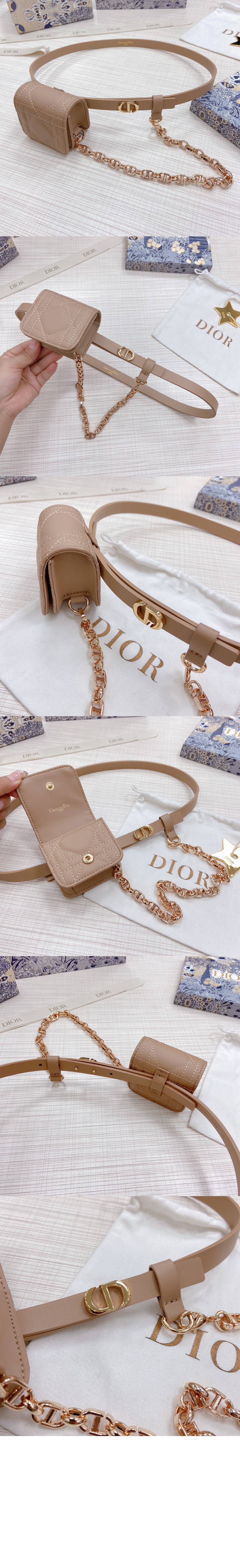디올 탈착식 소형 가방 매끄러운 소가죽 벨트 B0306