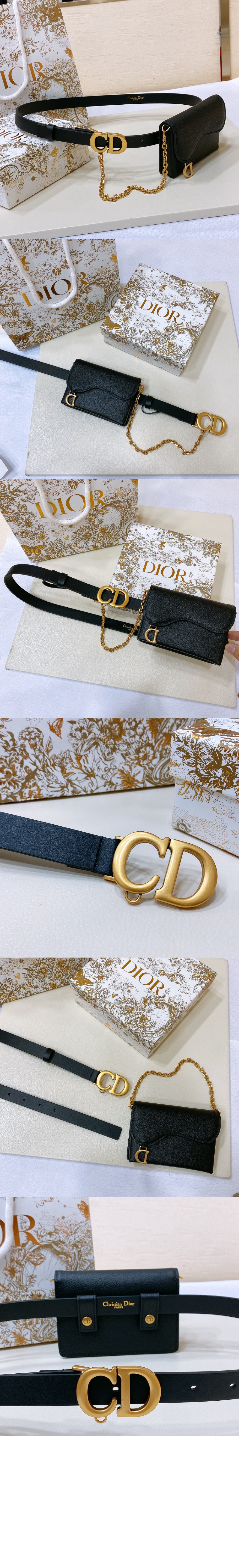 디올 안장 탈착식 파우치 벨트 B0454