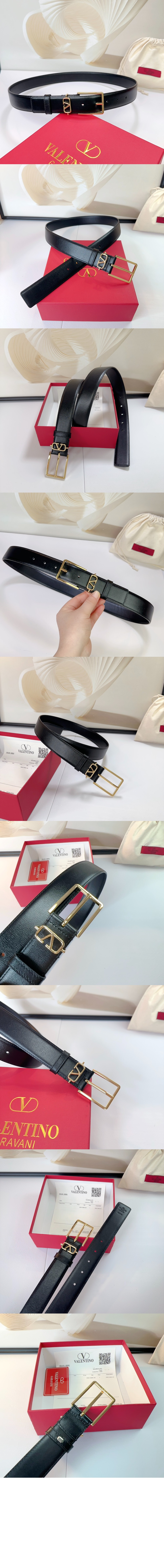 발렌티노 V 로고 벨트