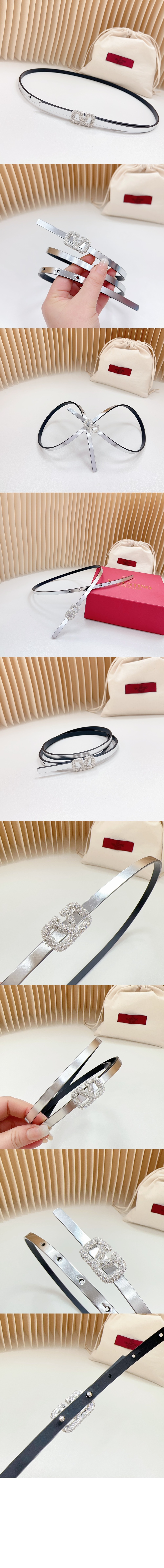 브이로고 시그니처 미러 이펙트 송아지 가죽 벨트