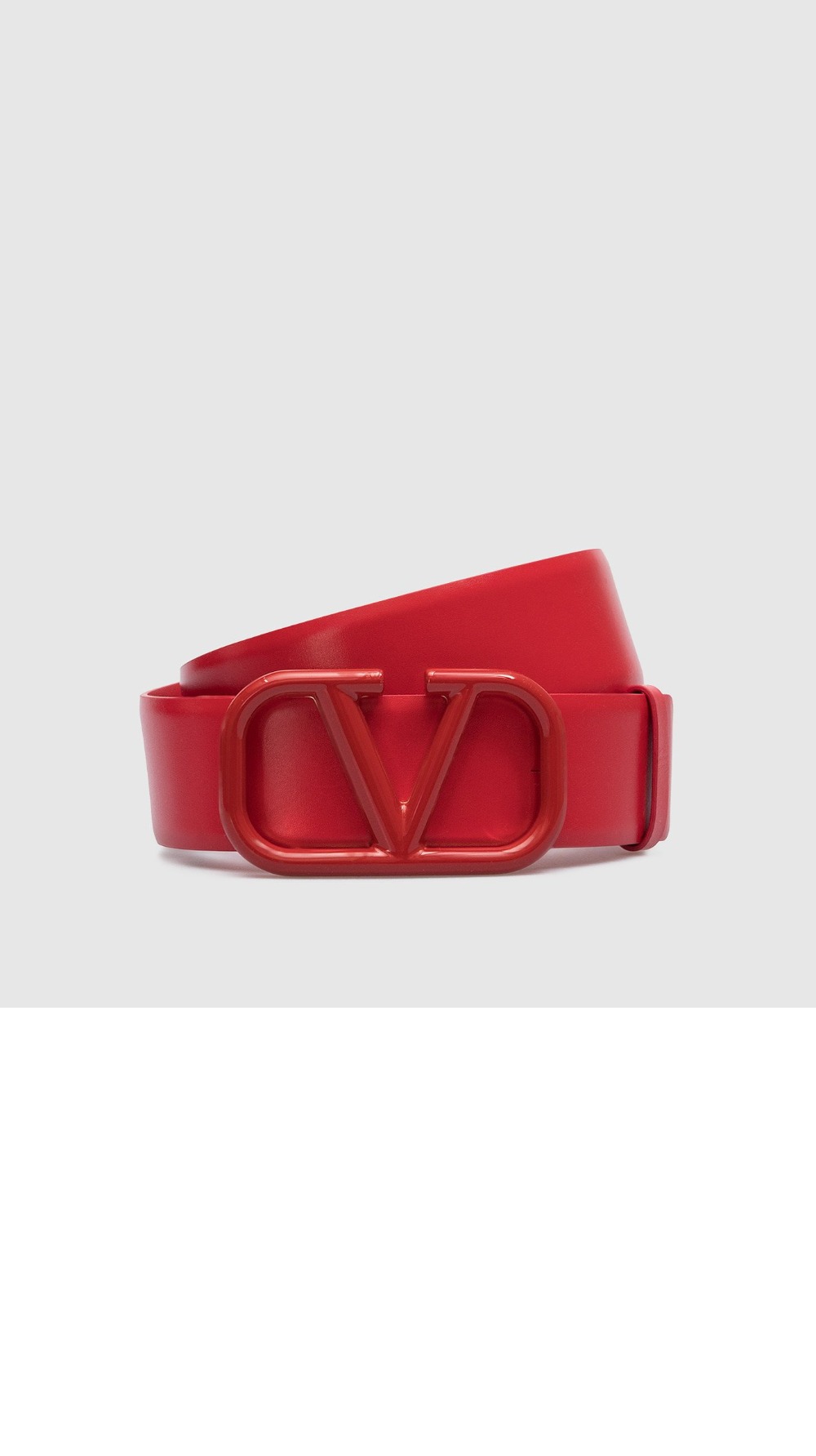 브이로고 로고가 있는 가죽 벨트