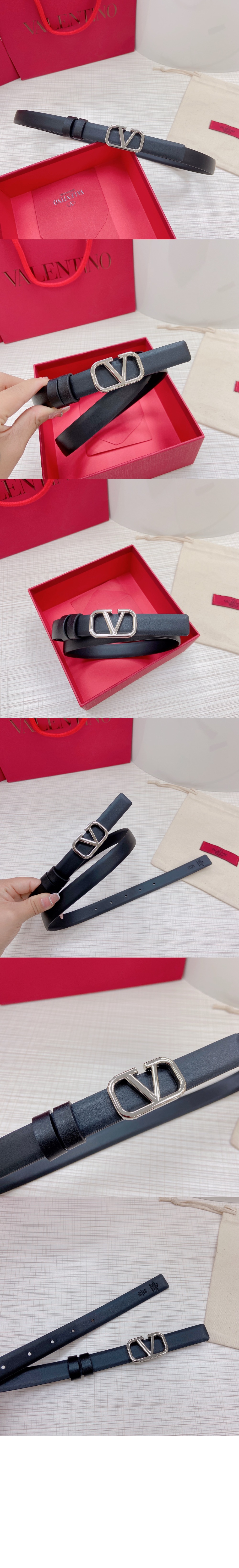 발렌티노 브이로고 시그니처 유광 송아지 가죽 벨트