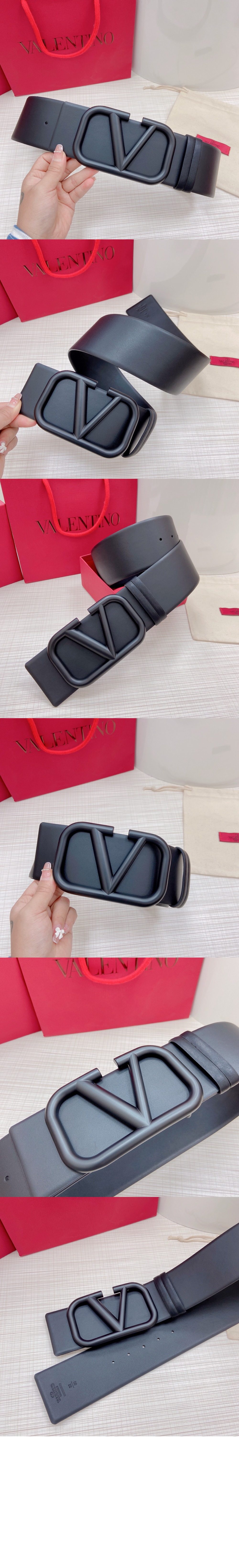 발렌티노 유광 송아지 가죽 브이로고 시그니처 리버시블 벨트