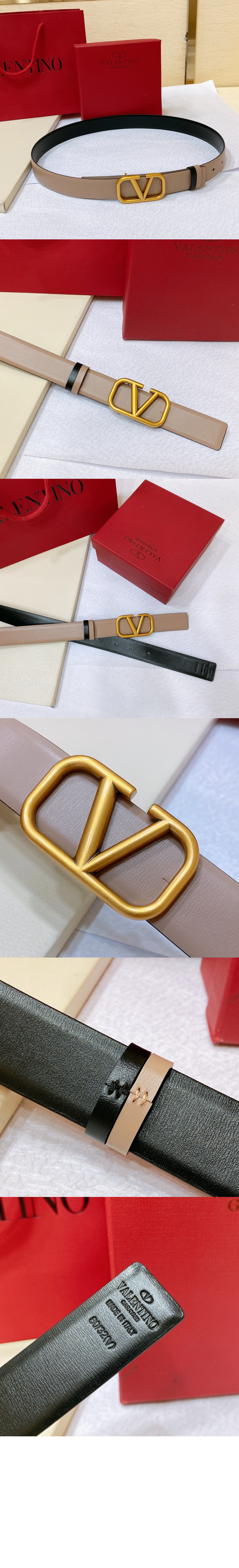 발렌티노 양면 광택 송아지 가죽 벨트