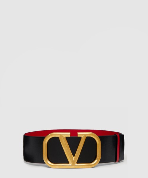 발렌티노 유광 송아지 가죽 브이로고 시그니처 리버시블 벨트