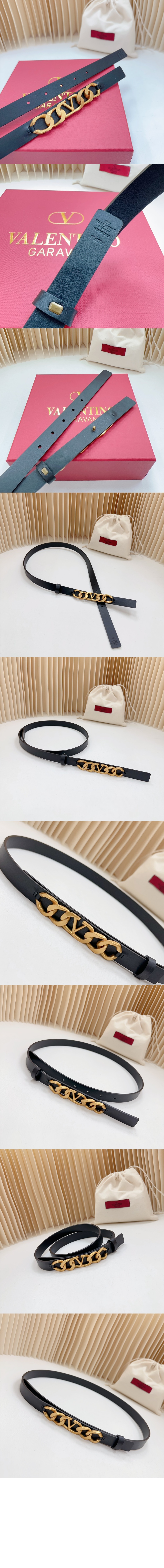 발렌티노 브이로그 체인 송아지 가죽 벨트