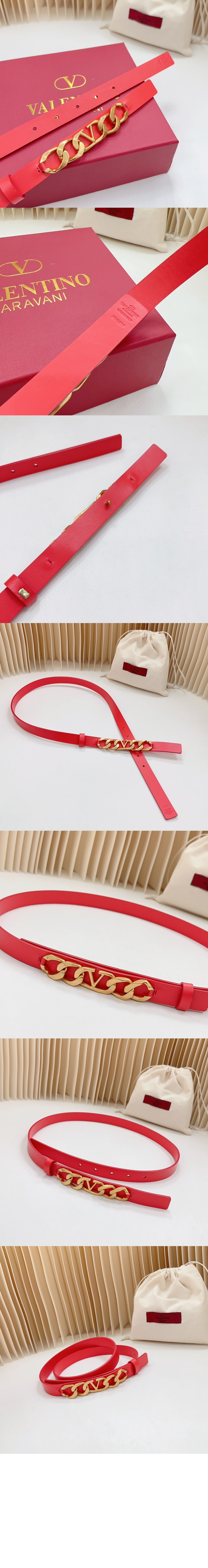 발렌티노 브이로그 체인 송아지 가죽 벨트