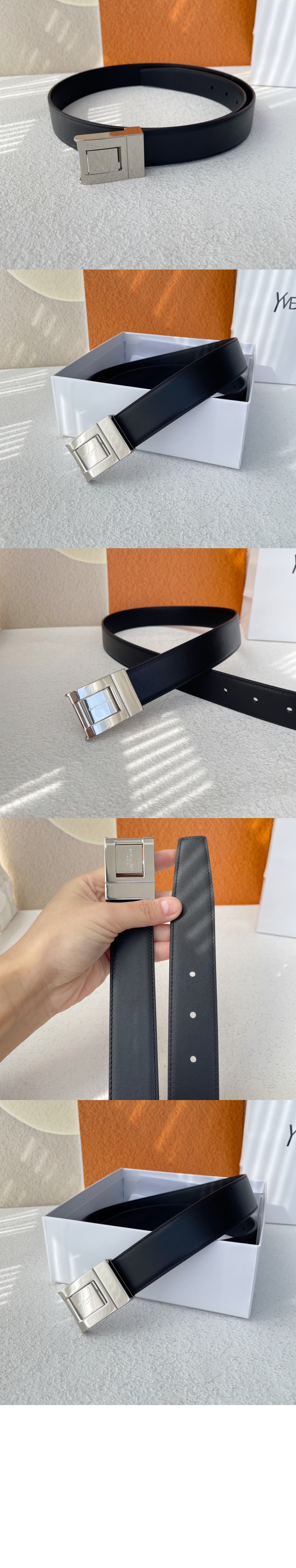 생로랑 레더 버클 벨트 658517