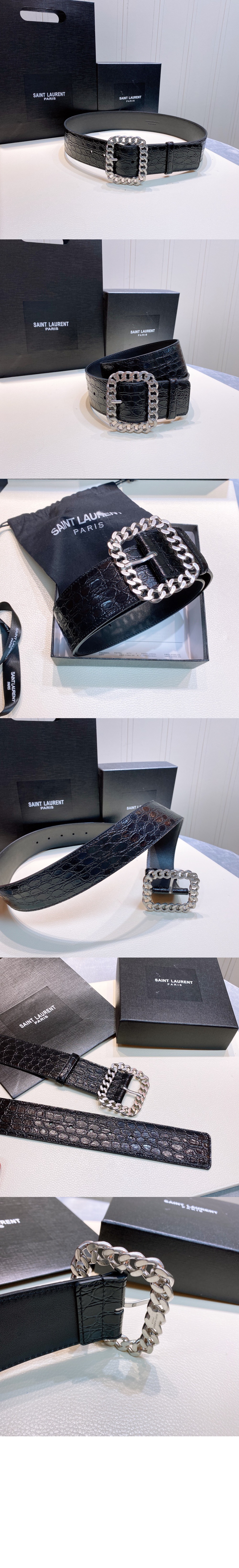 생로랑 악어 사각 체인 버클 벨트 640567