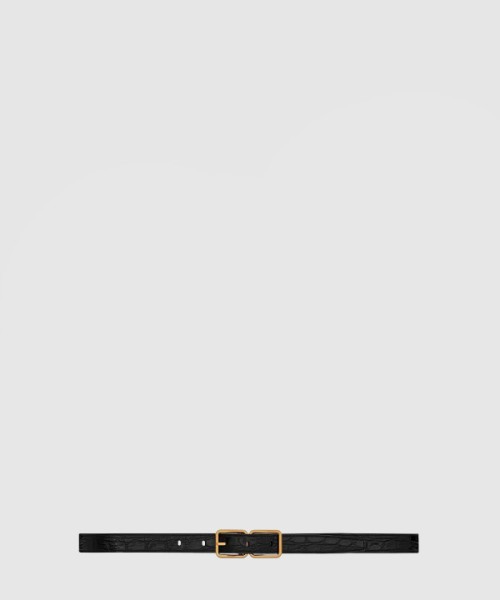 생로랑 크로커다일 엠보 가죽 더블 버클 협벨트 732557