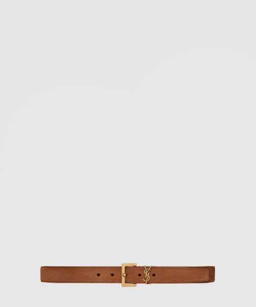 생로랑 스퀘어 버클을 장식한 스웨이드 소재의 CASSANDRE 벨트 634437