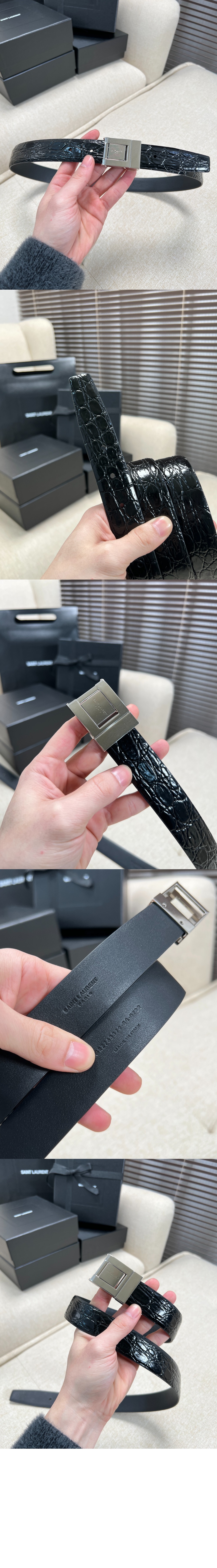 생로랑 크로커다일 엠보스드 가죽 소재의 벨트 7158711