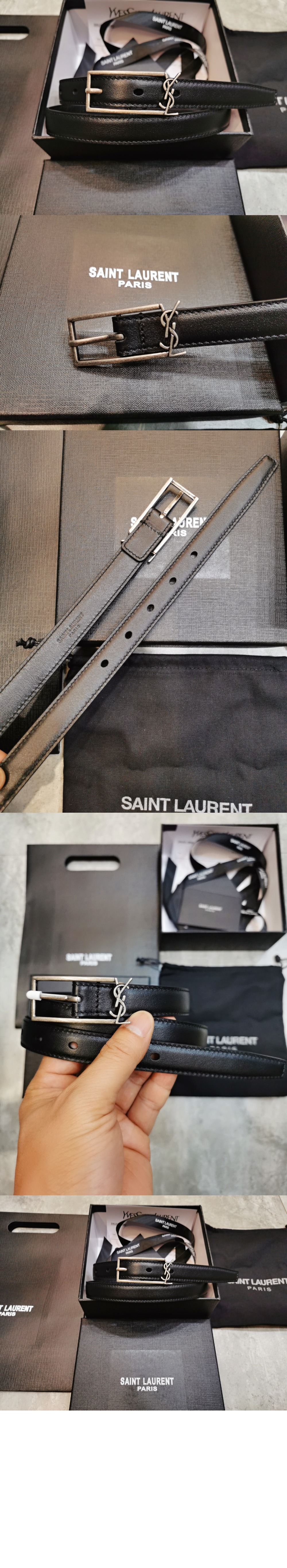 생로랑 부드러운 가죽 소재의 뉴 버클 벨트 7117902