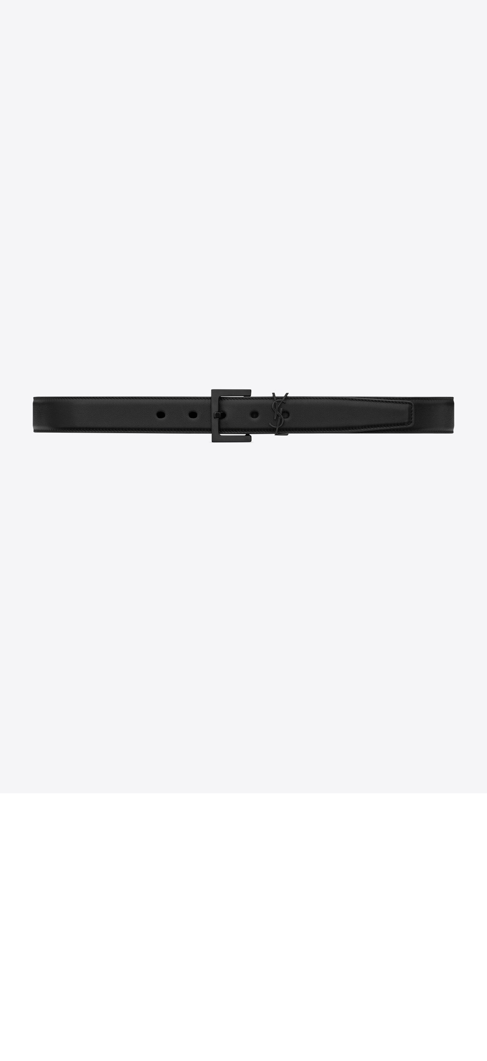 생로랑 스퀘어 버클을 장식한 유광 박스 생 로랑 가죽 소재의 벨트 634437