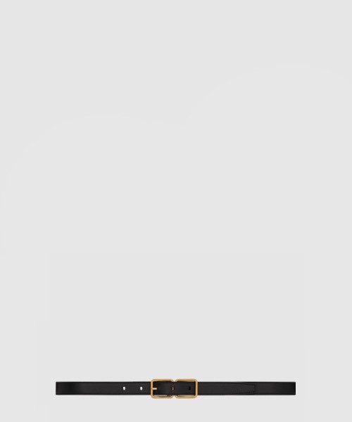 생로랑 스무스 가죽 소재의 더블 버클 슬림 벨트 732557