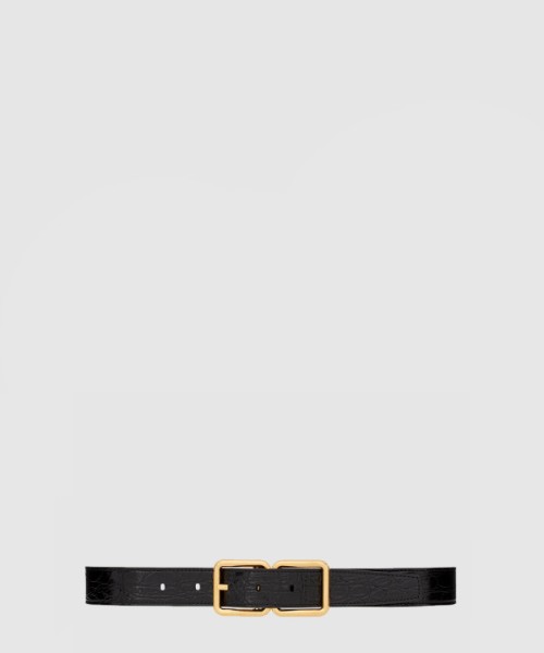 생로랑 크로커다일 엠보스드 가죽 소재의 더블 버클 벨트 6698651
