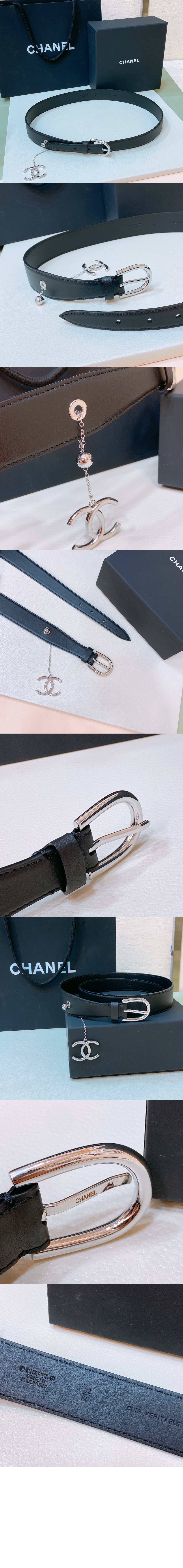 샤넬 로고핀 버클 벨트 AA9163