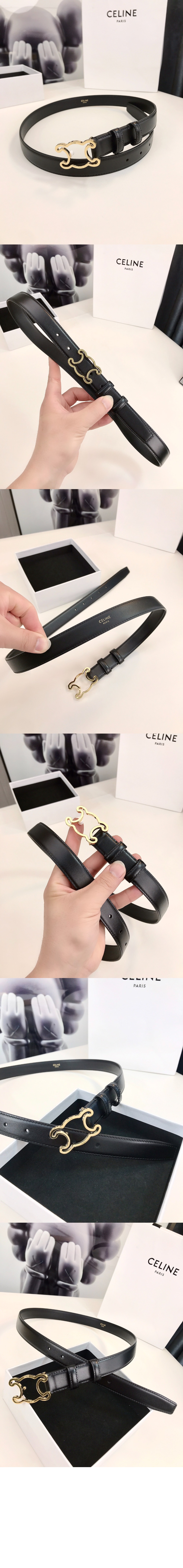 셀린느 트라이엄프 프레임 미디엄 사이즈 스무스 소가죽 벨트 45BCC3