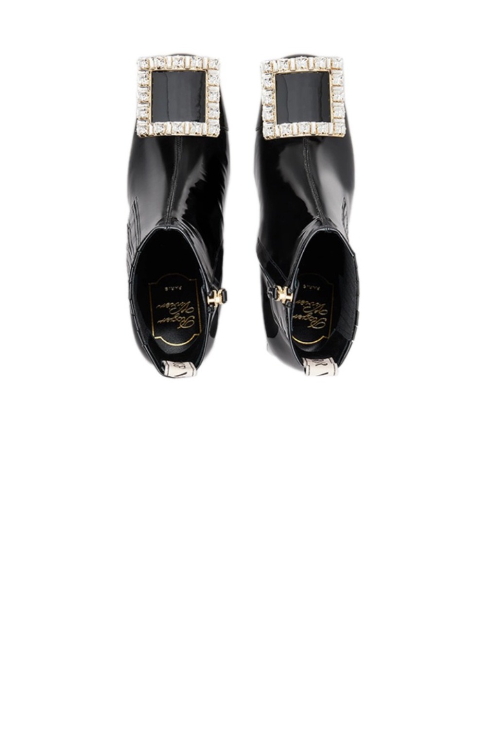 로저비비에 스트라스 버클 에나멜 앵클 부츠 5222