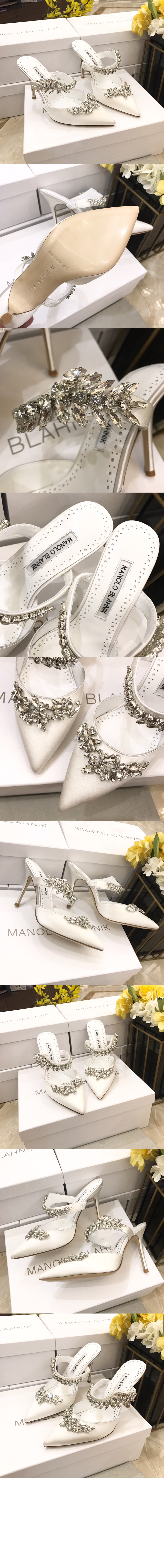 마놀로블라닉 루럼 새틴 크리스탈 뮬