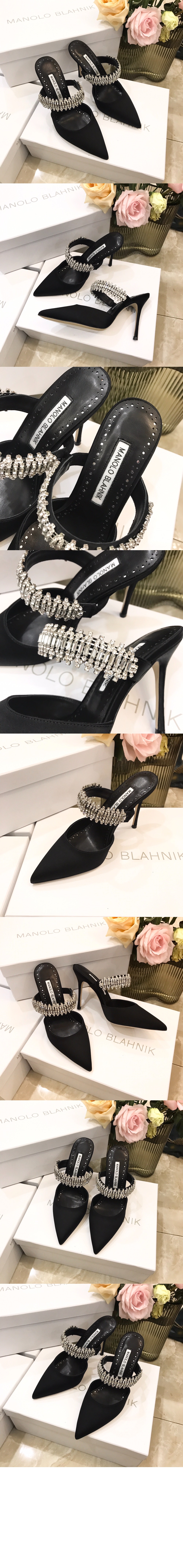 마놀로블라닉 루타라 새틴 크리스탈 뮬