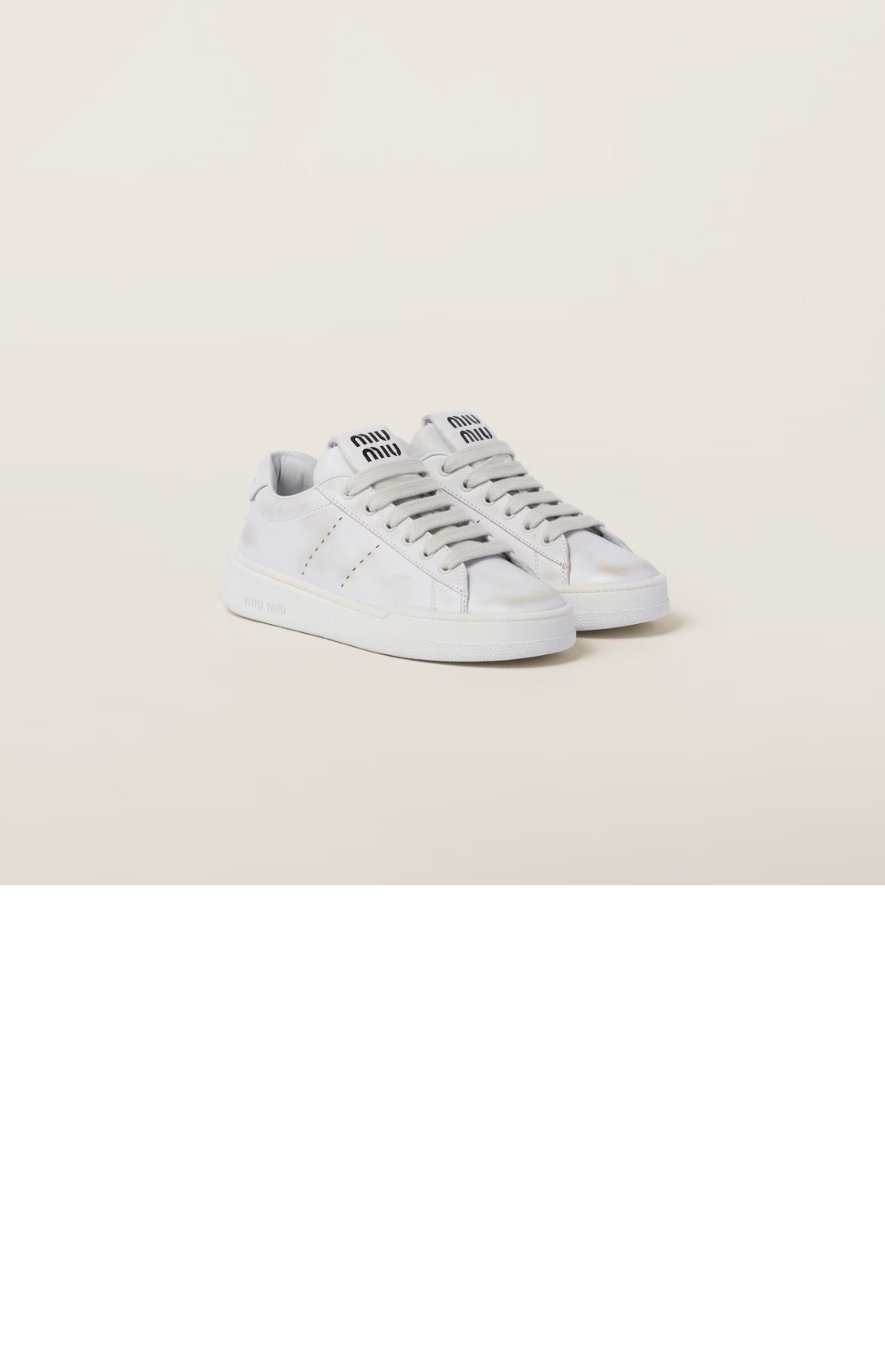 미우미우 블리치드 가죽 스니커즈 5E916D