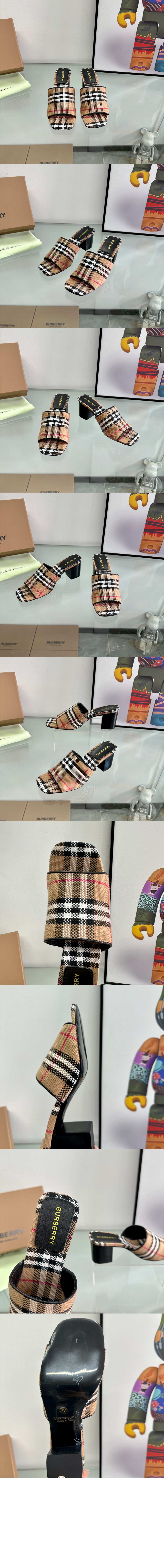 버버리 모티프 로고 뮬 샌들 76774592