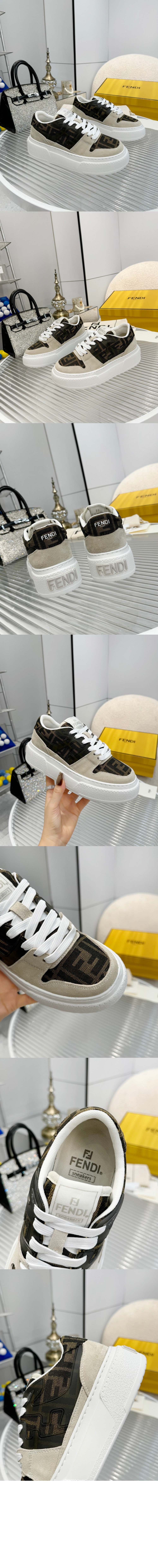 펜디 캔버스 및 스웨이드 플랫폼 로우탑 8E8572