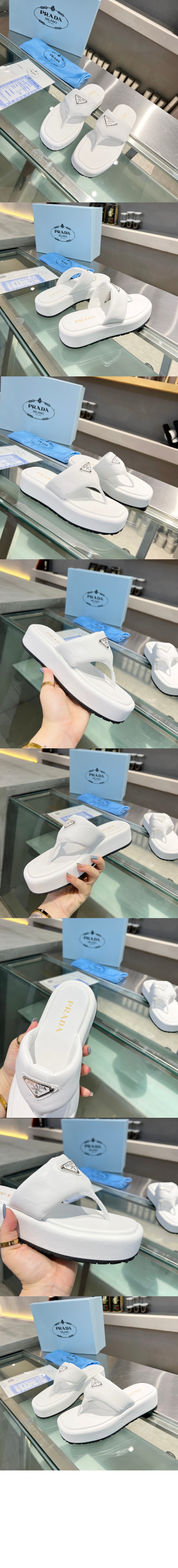 프라다 소프트 패딩 나파 통 웨지 샌들 1YZ043