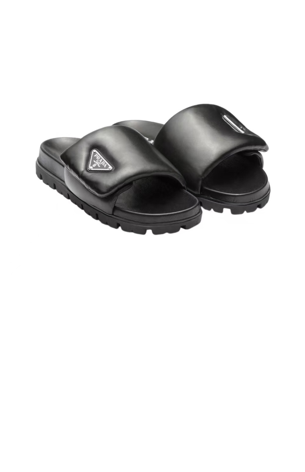 프라다 소프트 패디드 나파 가죽 슬라이더 샌들 1XX648