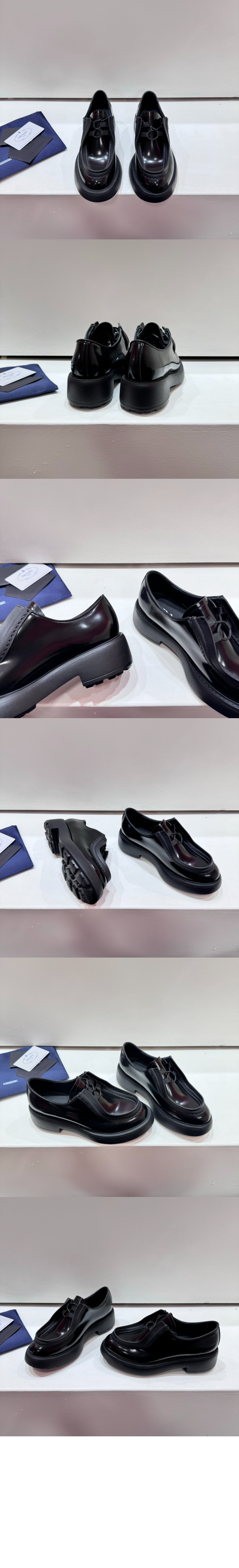 프라다 브러쉬드 레이스업 슈즈 1E280N