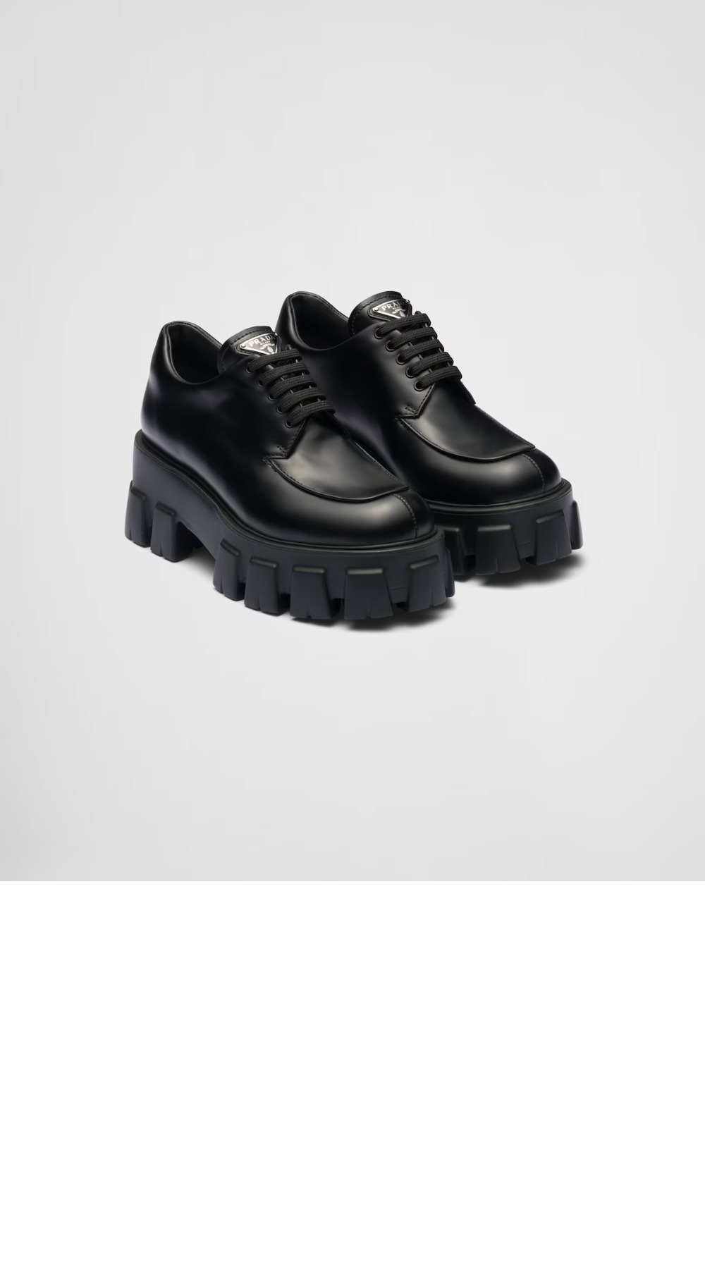 프라다 모노리스 브러쉬드 레더 레이스업 슈즈 1E255N