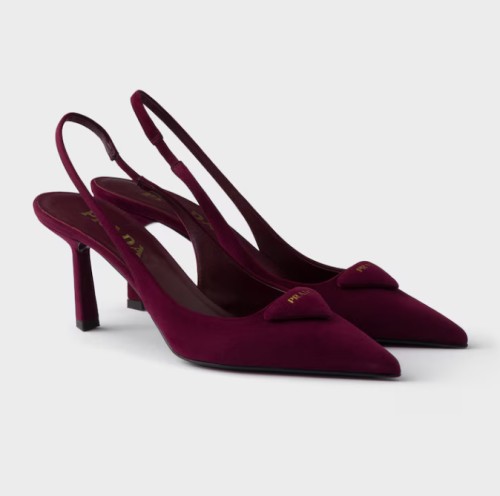 프라다 스웨이드 슬링백 펌프스 궆 7.5CM