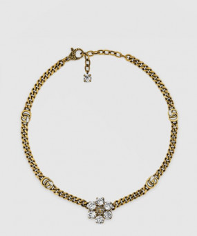 구찌 크리스탈 더블지 목걸이 648633