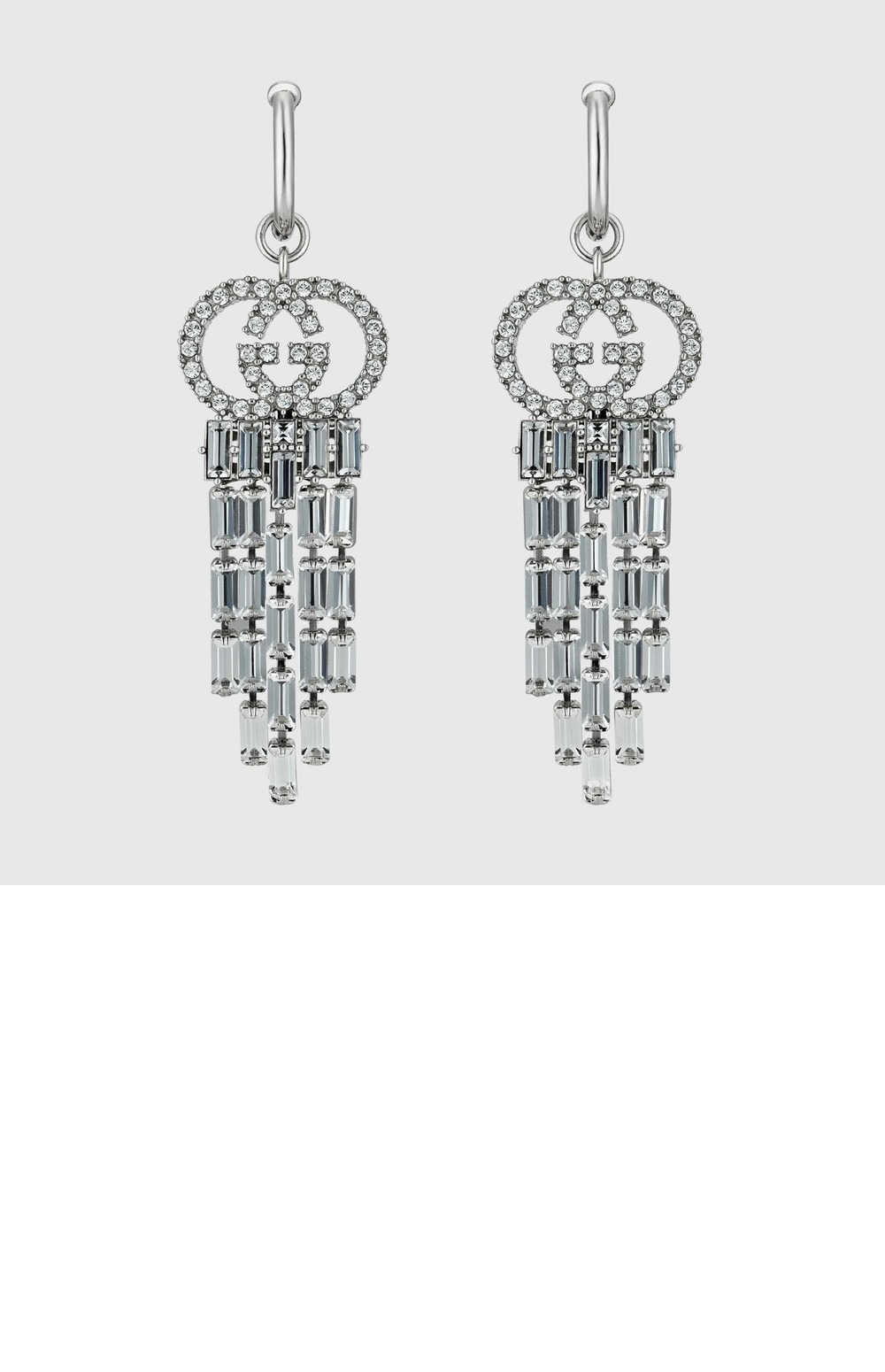 구찌 인터로킹 G 크리스털 후프 귀걸이 680275