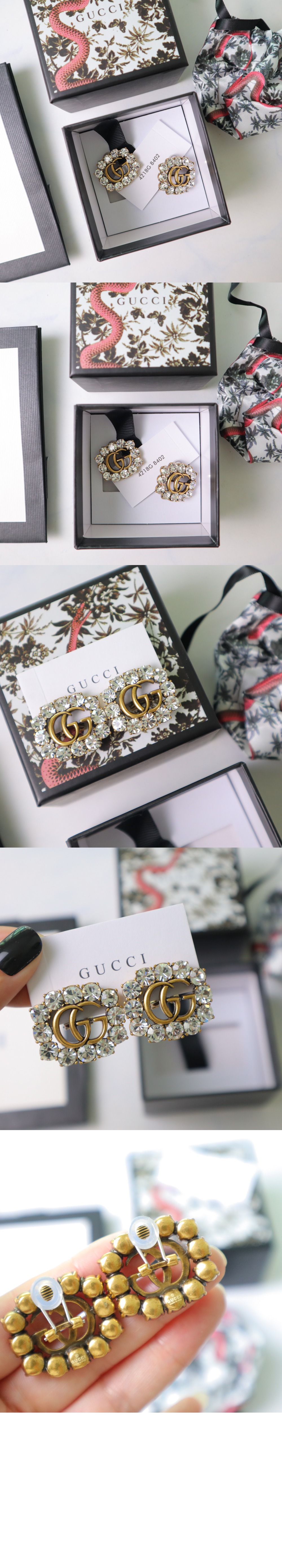 구찌 크리스탈 더블 G 귀걸이 645684