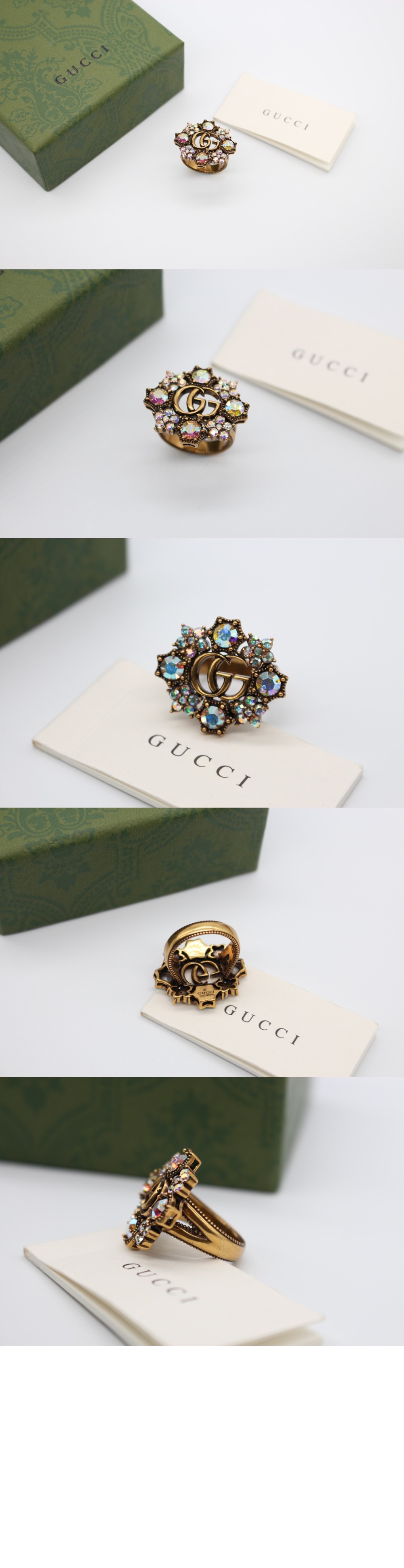 구찌 더블 G 크리스털 플라워 반지 753792
