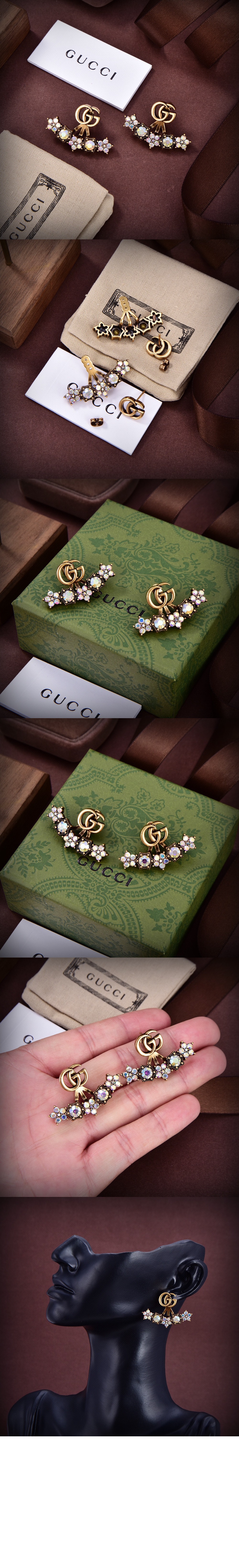 구찌 크리스탈 더블 G 귀걸이 753790