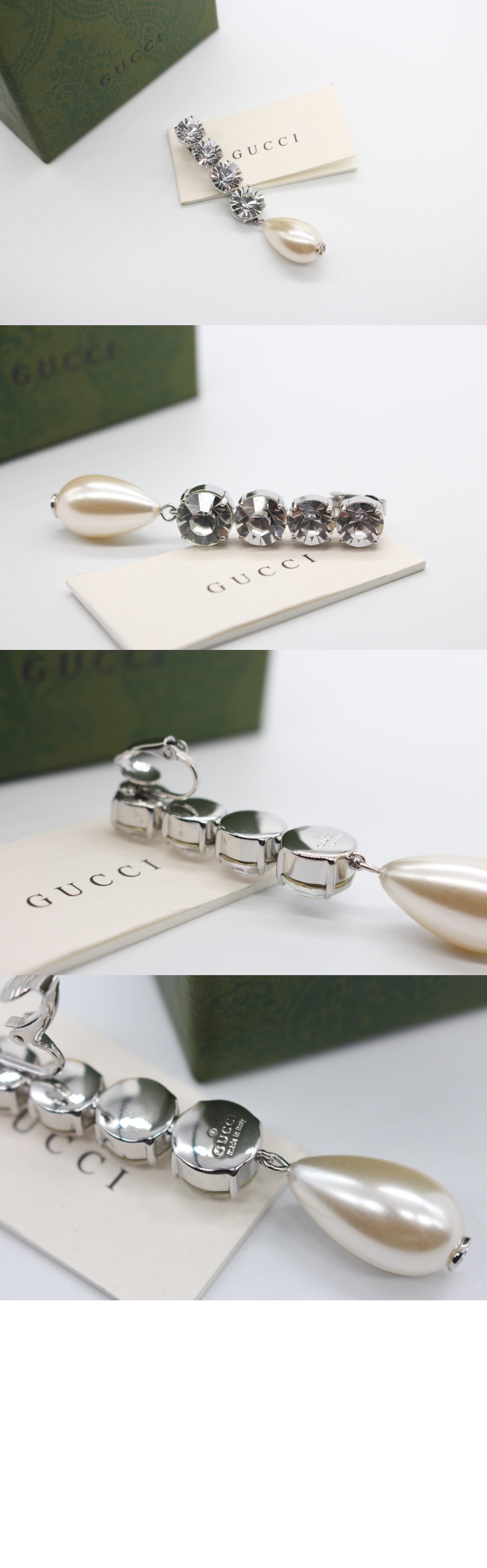 구찌 크리스탈 팬던트 귀걸이 766701