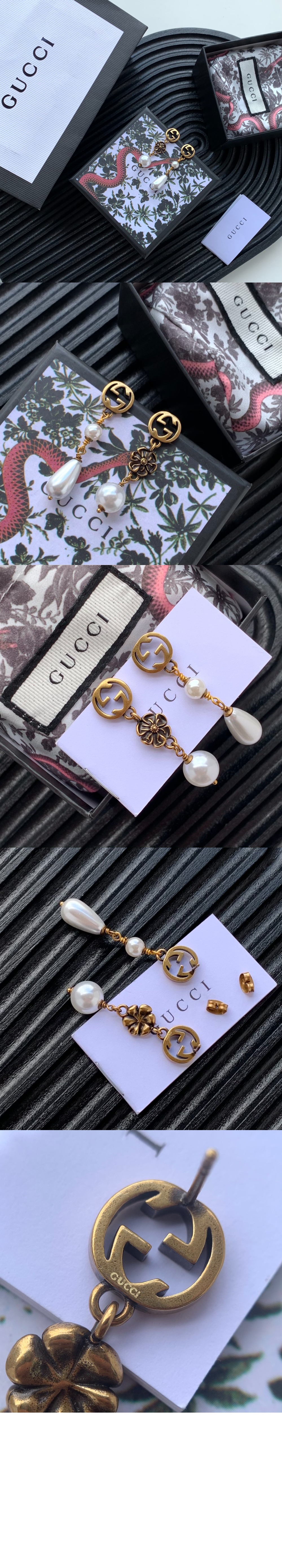 구찌 인터로킹 G 플라워 펄 귀걸이 661127