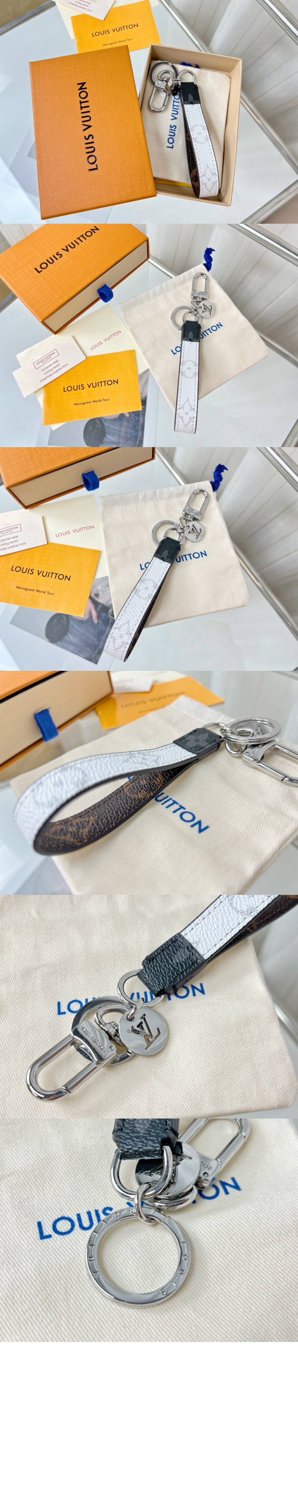 루이비통 슬림 드라곤느 모노그램 화이트 백 참 & 키 홀더 M64168