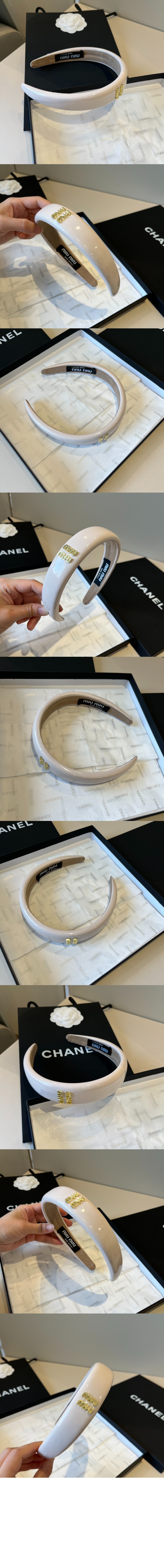 미우미우 페이턴트 가죽 헤드밴드5IH025